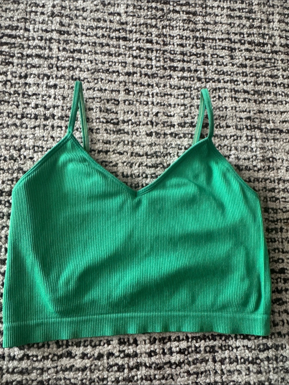 Green Ribbed Crop Cami